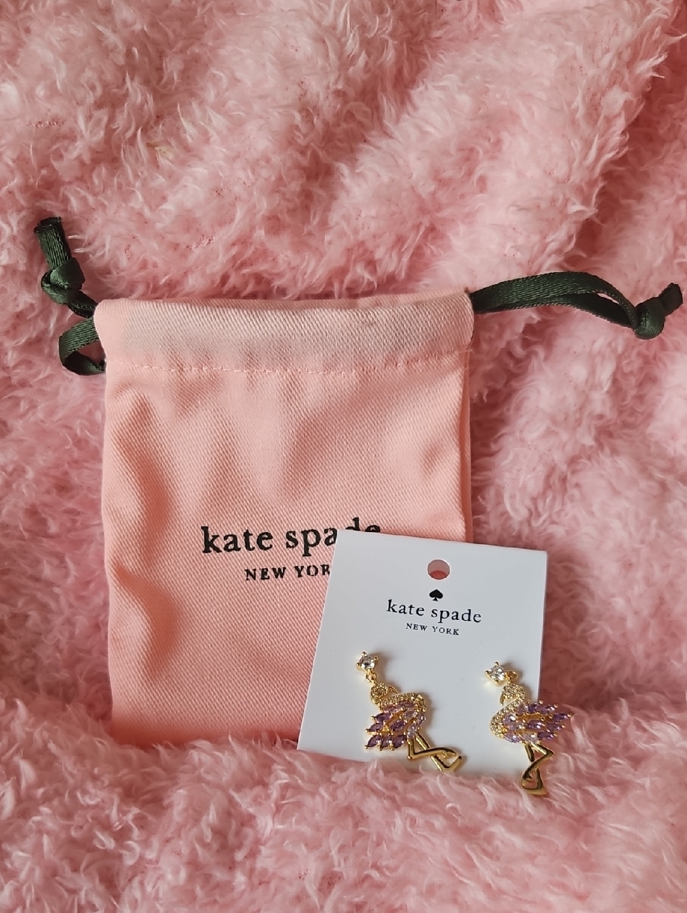 kate spade Earrings pink & Green drawstring pouch